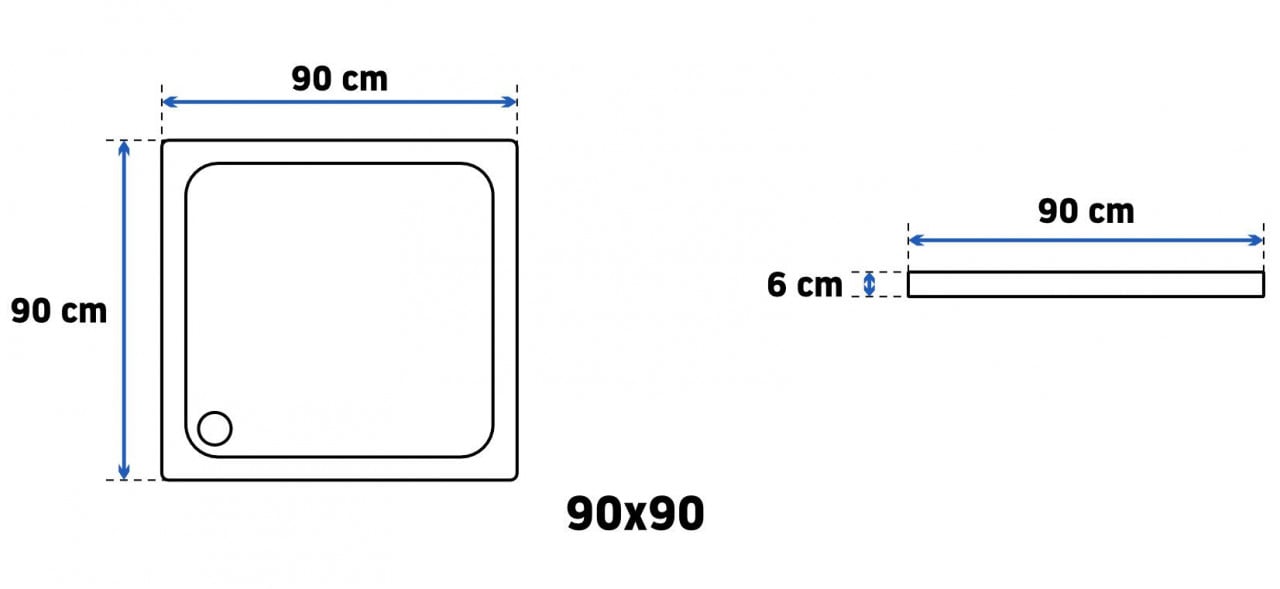 Cadita pentru dus Savoy alb 90x90 - 4 | YEO