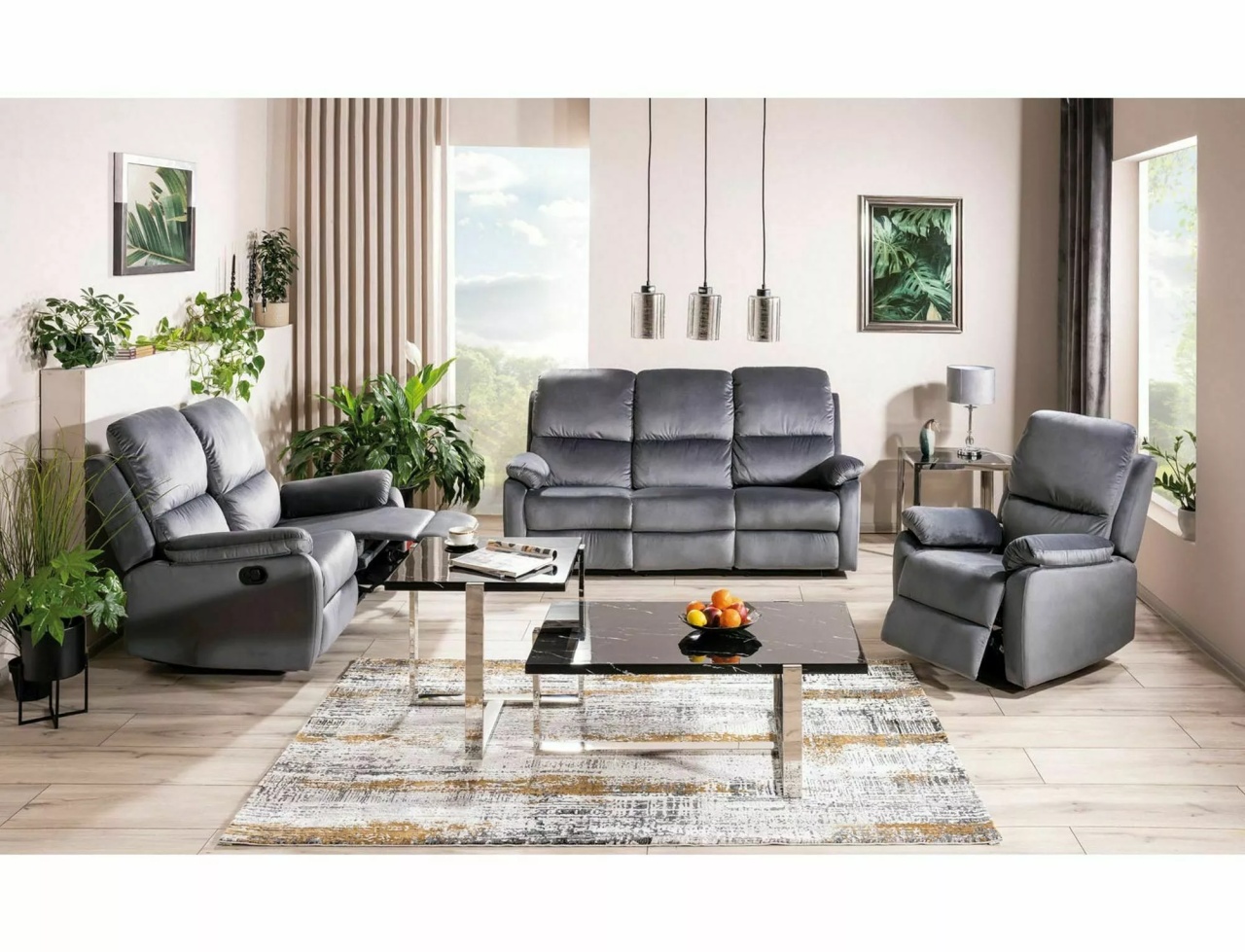 Canapea extensibila Spencer 3 velvet gri Blu14 - 2 | YEO