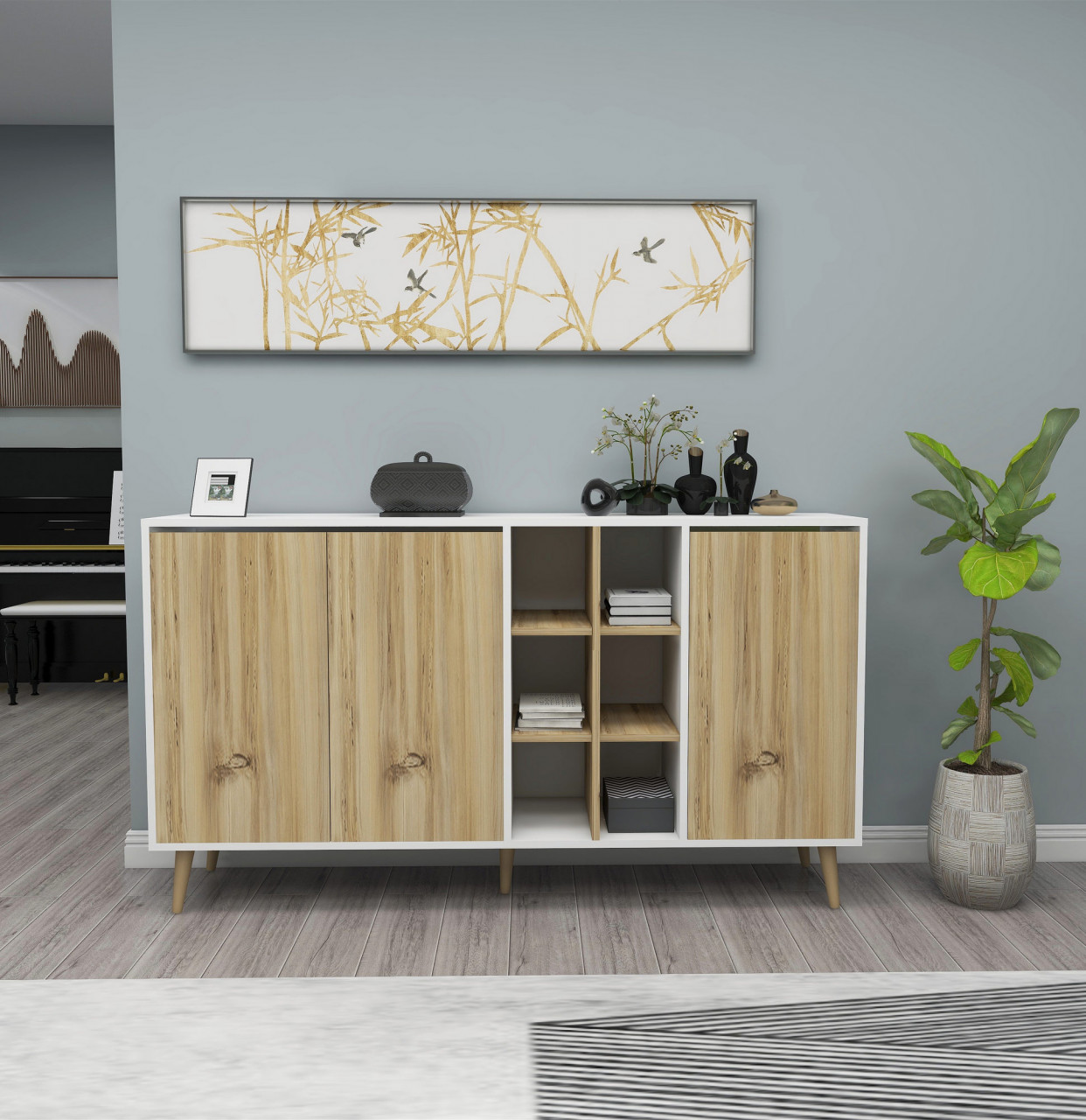 Consola Stil - Felt lemn L160 cm - H87 cm