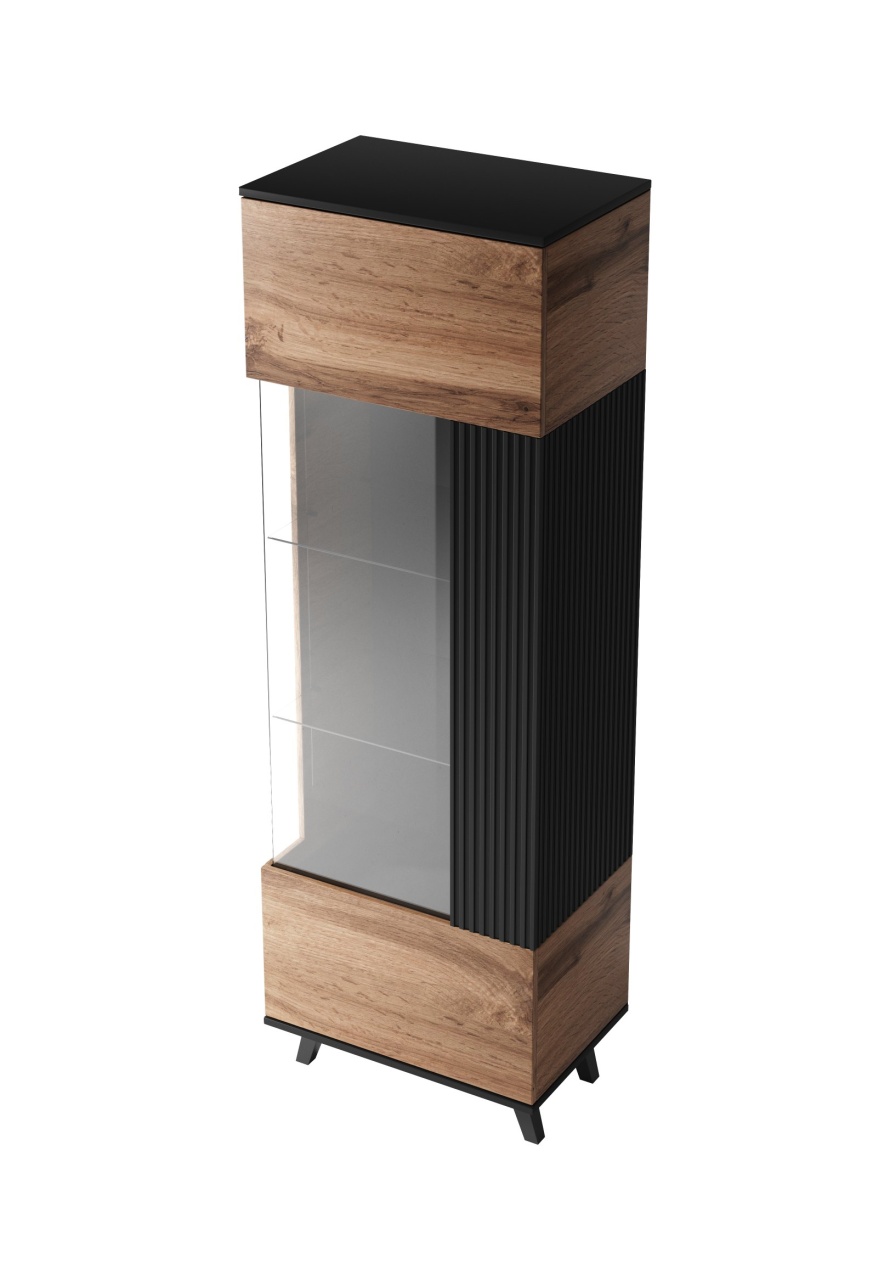 Corp depozitare Random W1 stejar wotan/negru - L60 x A40 x h182 cm - 3 | YEO
