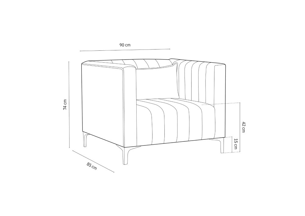 Fotoliu Acton catifea H74 cm - 4 | YEO