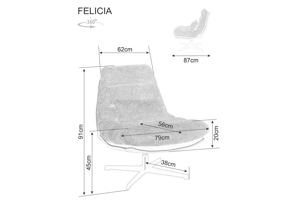 Fotoliu Felicia Raven gri 08/gri Tap.243 - 1 | YEO