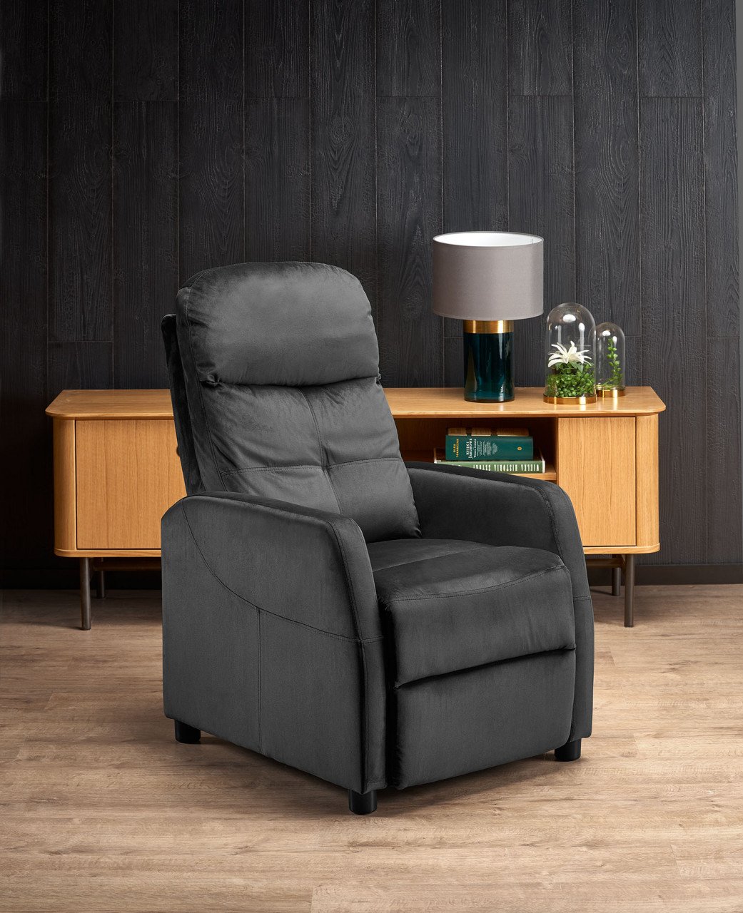 Fotoliu recliner Felipe 2 velvet negru H103 cm - 3 | YEO