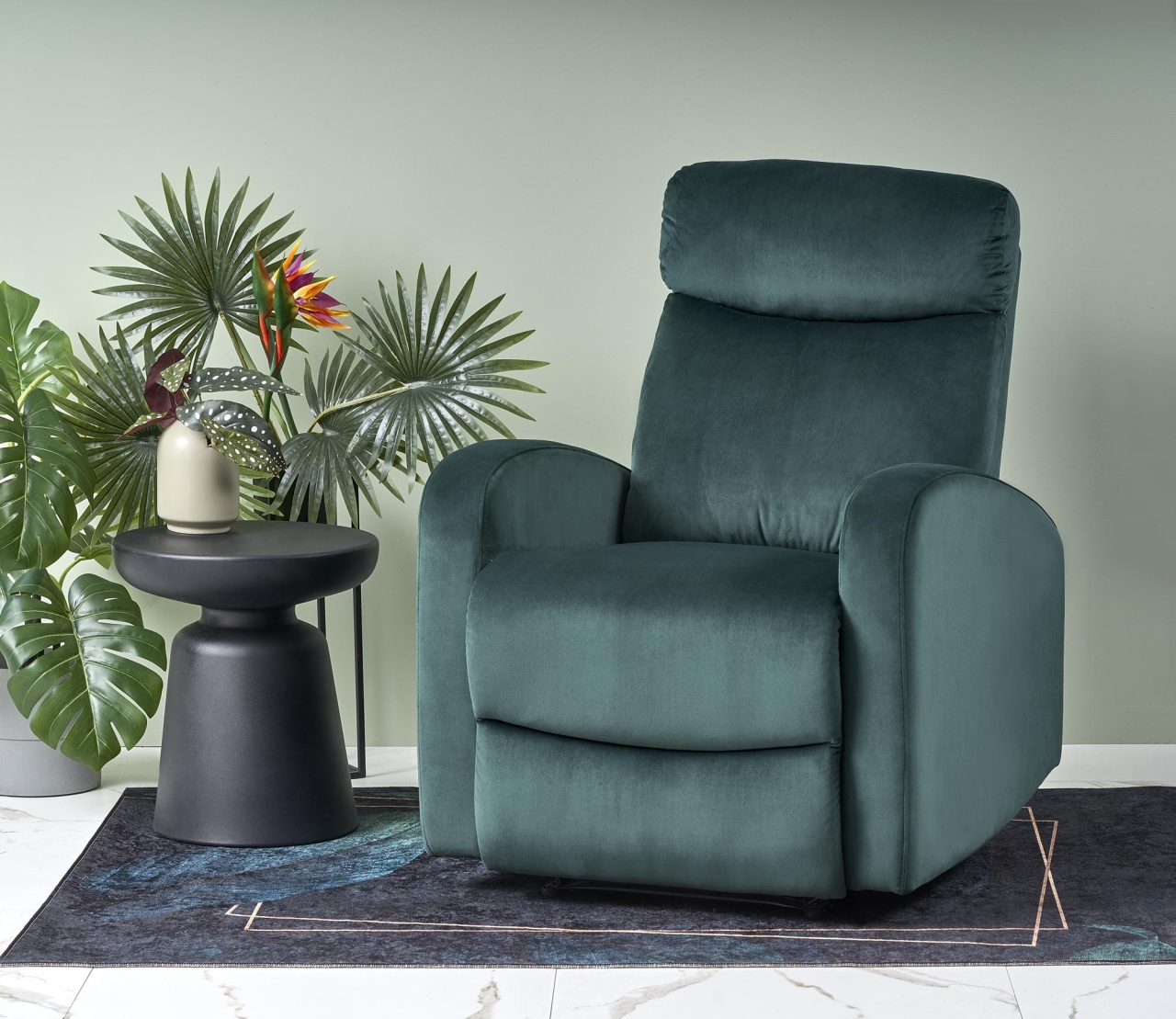 Fotoliu recliner Wonder velvet verde H98 cm - 2 | YEO