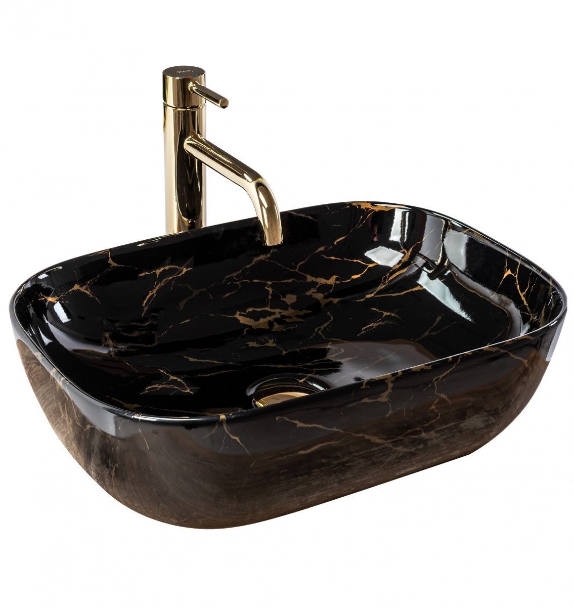 Lavoar Belinda Shiny ceramica sanitara negru - 46,5 cm