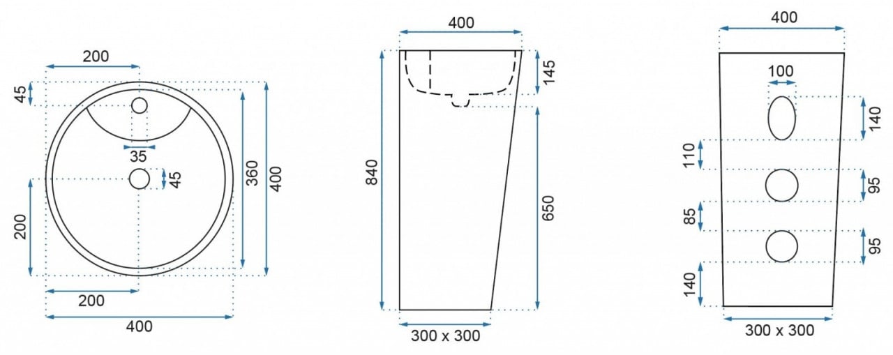 Lavoar Blanka freestanding ceramica piatră - H84 cm - 2 | YEO