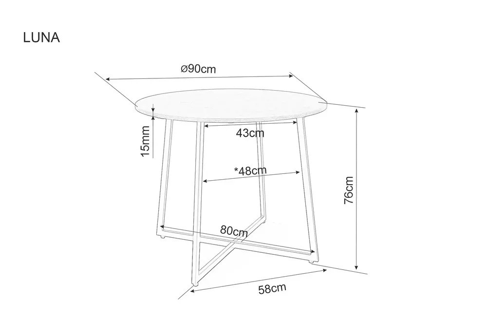 Masa Luna marmura alba/negru ø90/h76 cm - 2 | YEO