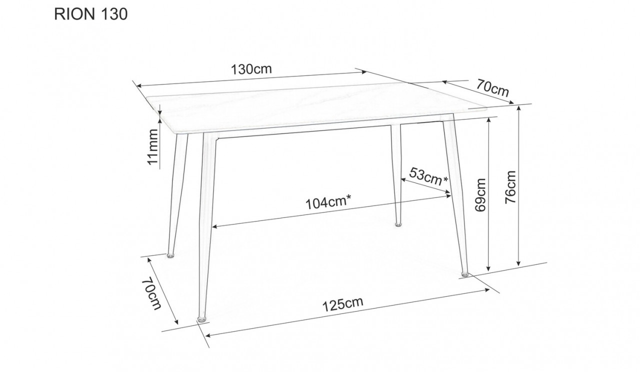 Masa Rion marmura alba/negru mat - L130xl70xh76 cm - 4 | YEO