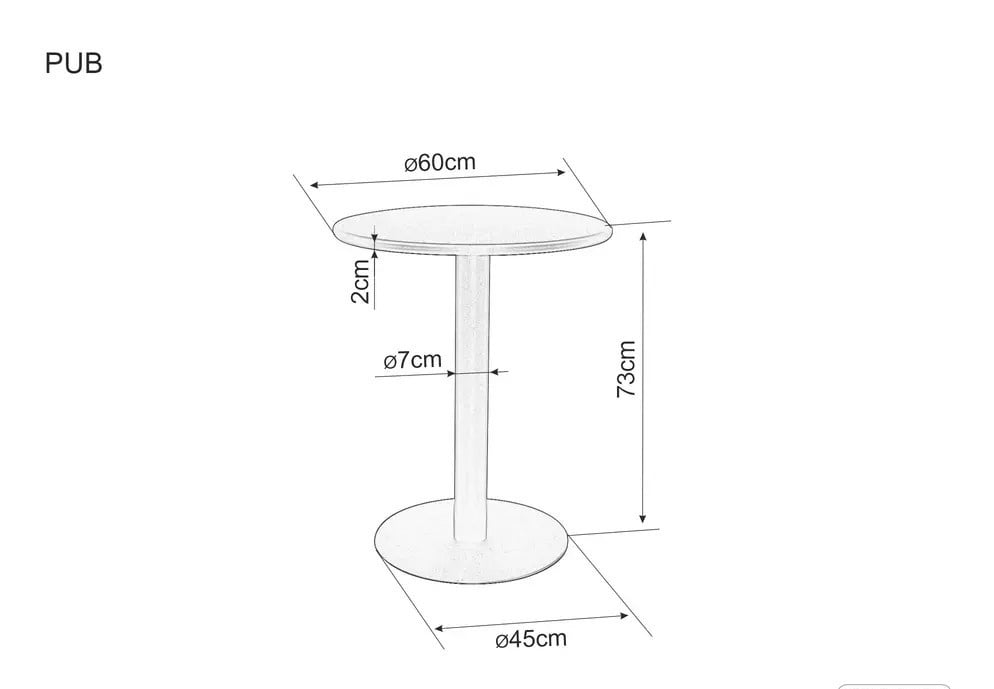 Masa rotunda Pub ø60/h73 cm - 1 | YEO