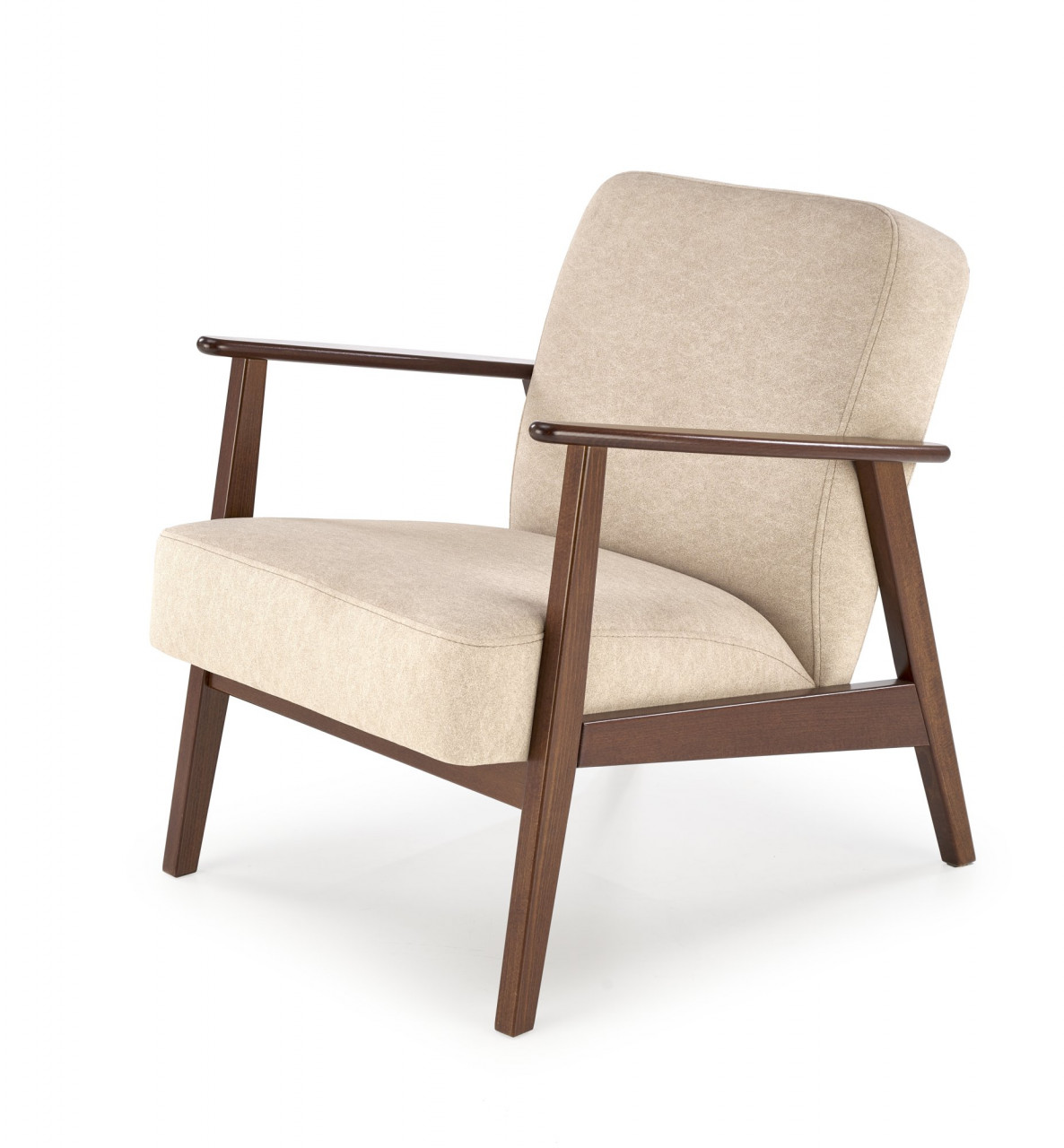 MILANO 1S, leisure chair, beige CASTEL#15 / dark walnut