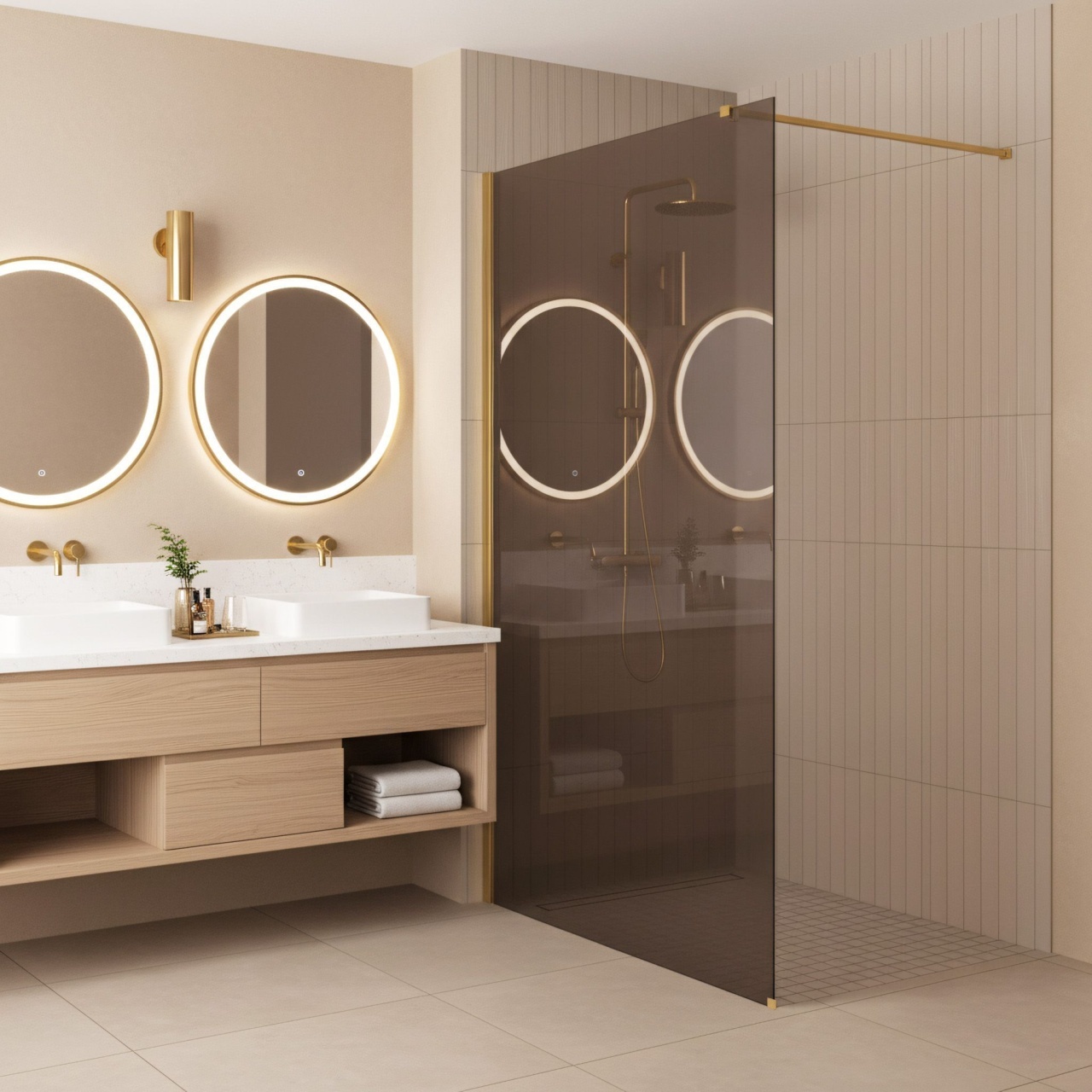 Paravan de dus Rea Flexi Brown / Gold 120