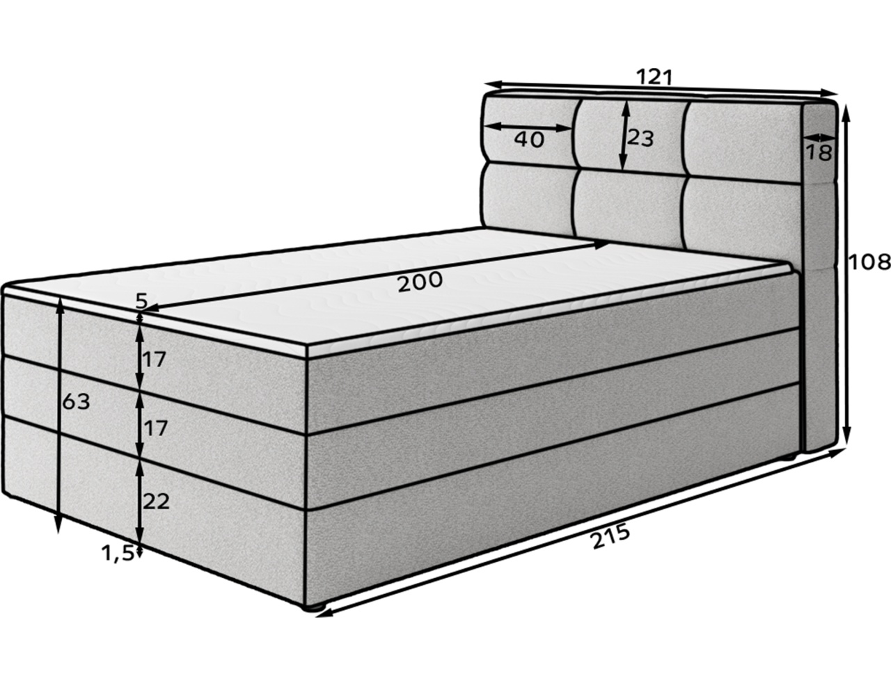 Pat boxspring Kasped 120x200 cm Royal 04