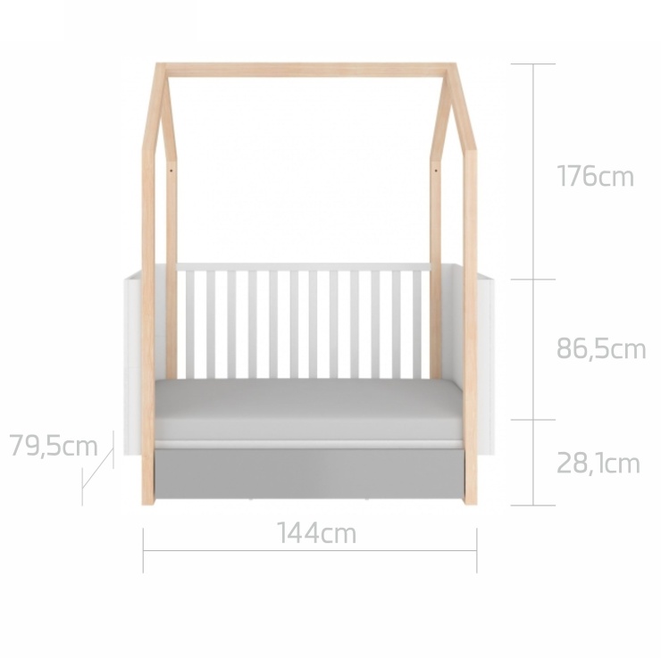 Pat copii casuta Pinette 70x140 cm - 5 | YEO