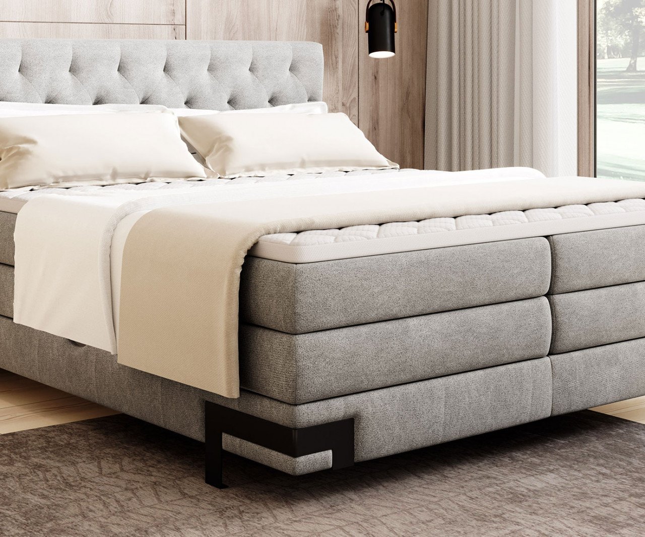 Pat tapitat boxspring Godin 140x200 cm - 4 | YEO