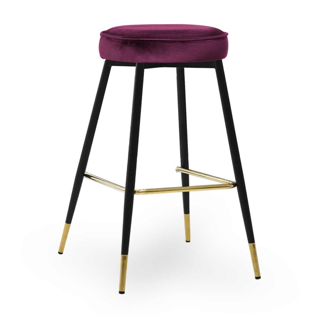 Scaun de bar Circo burgundy picioare negru/gold - H68 cm