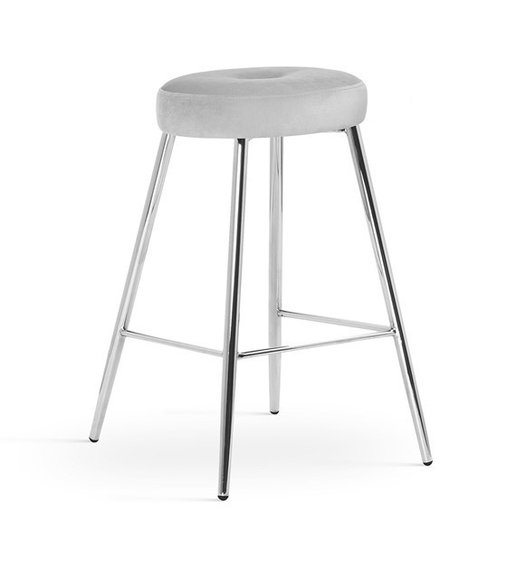 Scaun de bar Circo gri picioare silver - H68 cm