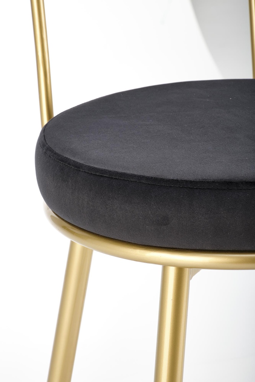 Scaun de bar tapitat H115 velvet negru - 3 | YEO
