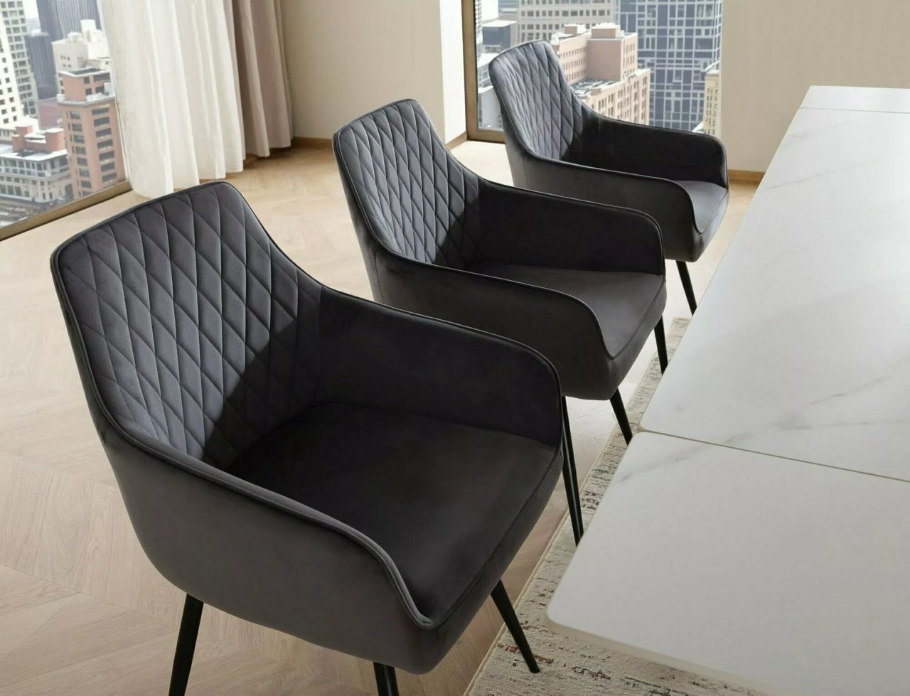 Scaun rotativ Marlo velvet gri/negru Blu14 - 3 | YEO