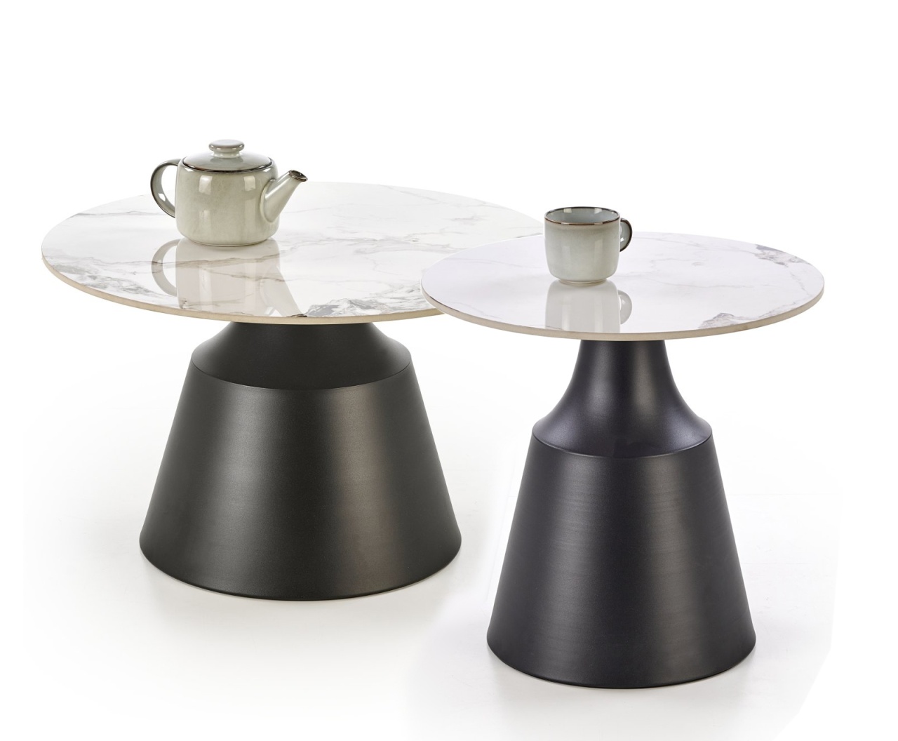 Set 2 masute de cafea Magneta marmura alba/negru