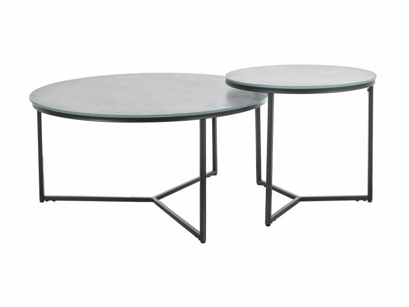Set 2 mese de cafea Palermo II marmura/negru ø80/ø50
