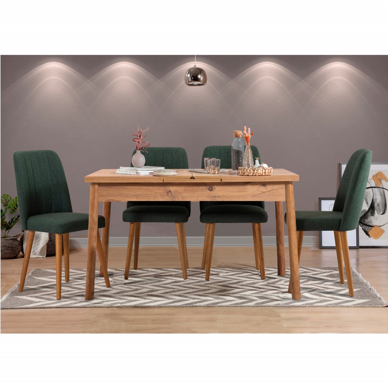 Set masa extensibila si scaune (5 piese) Santiago Atlantic Green