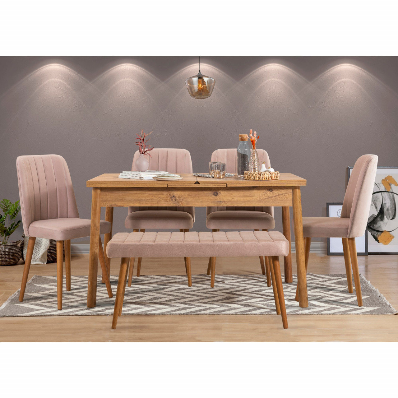 Set masa extensibila si scaune (6 piese) Santiago Atlantic Stone