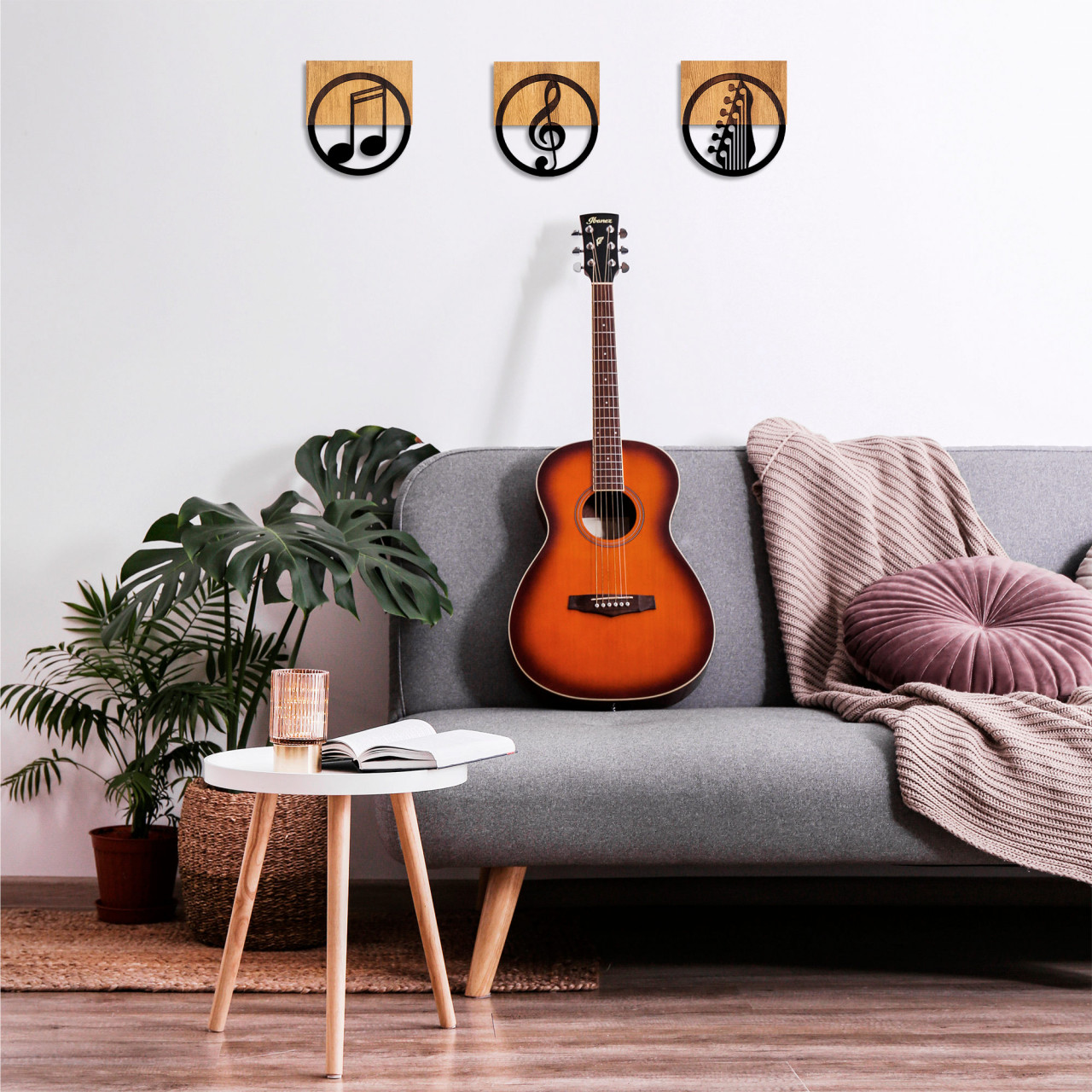 Accesoriu decorativ de perete din lemn Just Music - 334