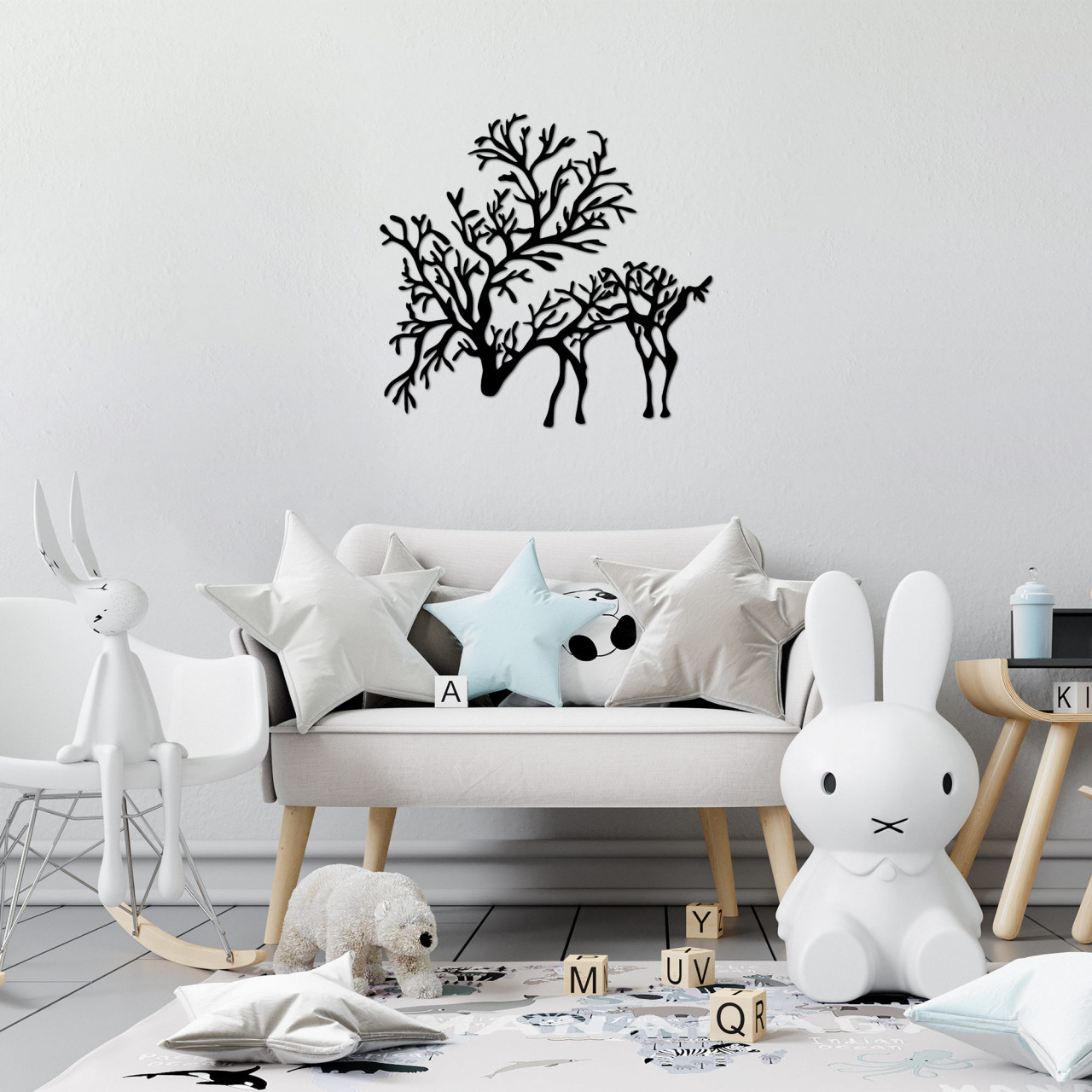 Accesoriu decorativ de perete metalic Deer 2