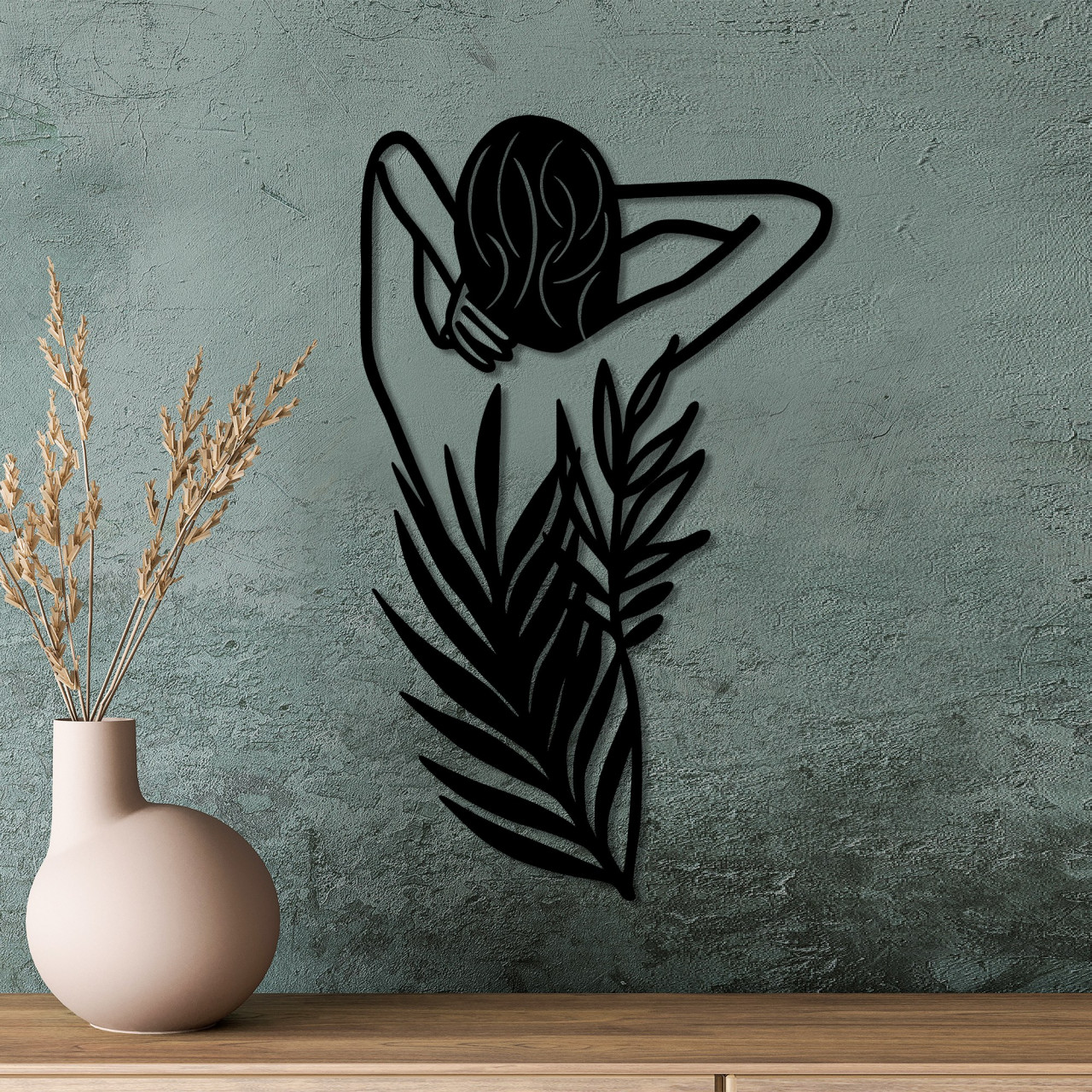 Accesoriu decorativ de perete metalic Flower woman