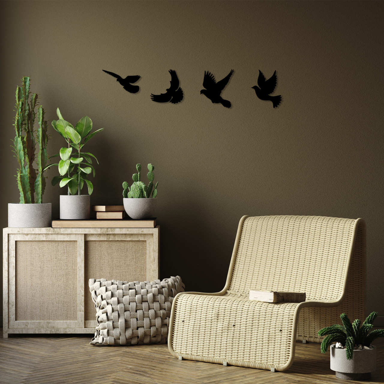 Accesoriu decorativ de perete metalic Pigeons - 293