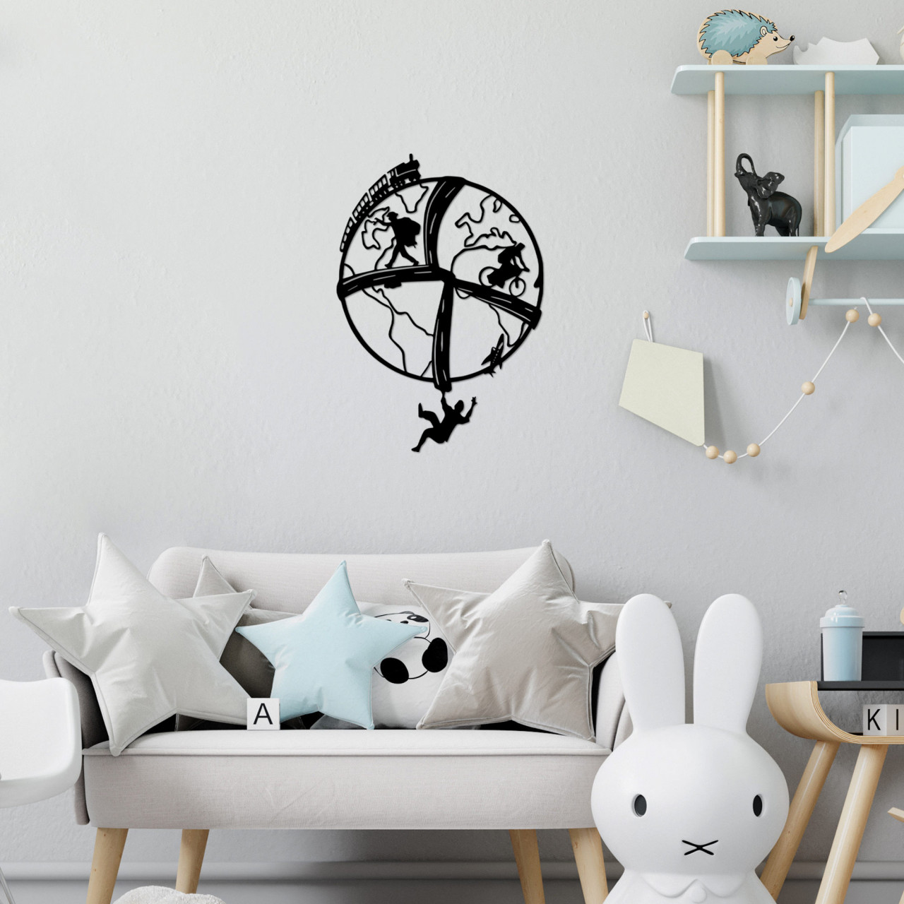 Accesoriu decorativ de perete metalic Travel The World - 526