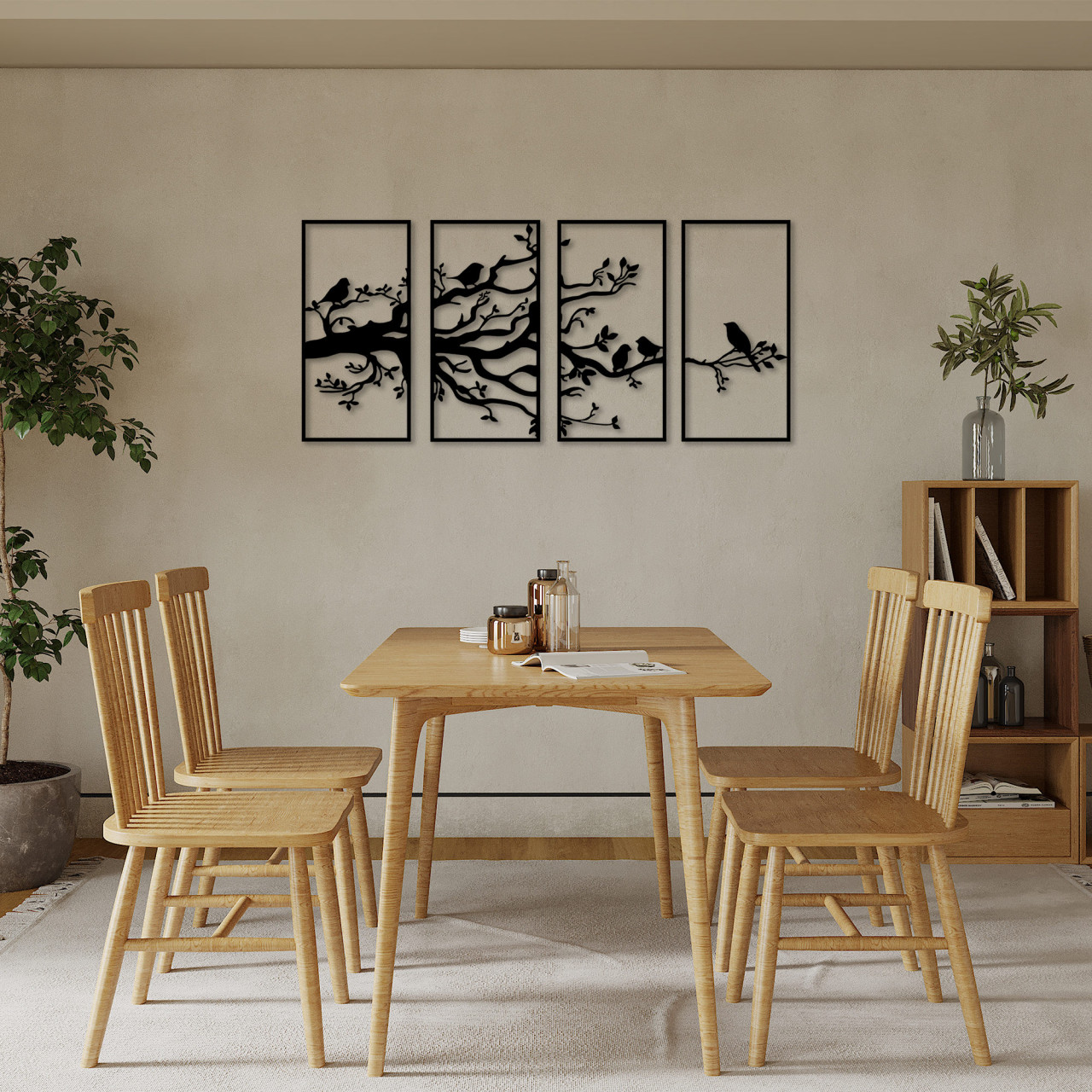 Accesoriu decorativ de perete metalic Tree Branch And Birds - 269