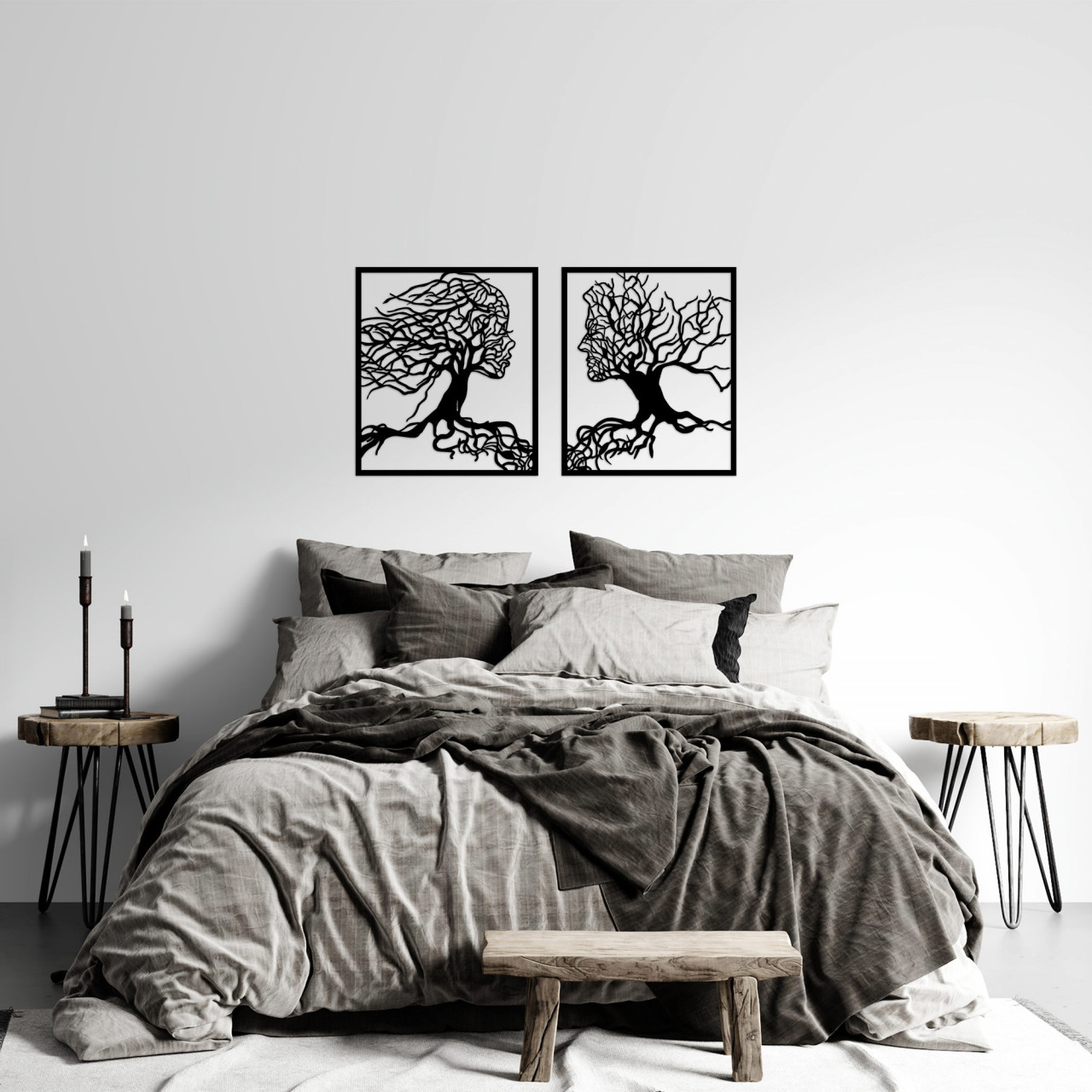 Accesoriu decorativ de perete metalic Tree Man And Woman - 324