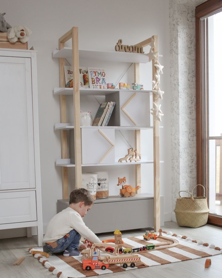 Biblioteca Pinette alb/gri/pin H190,3 cm - 3 | YEO