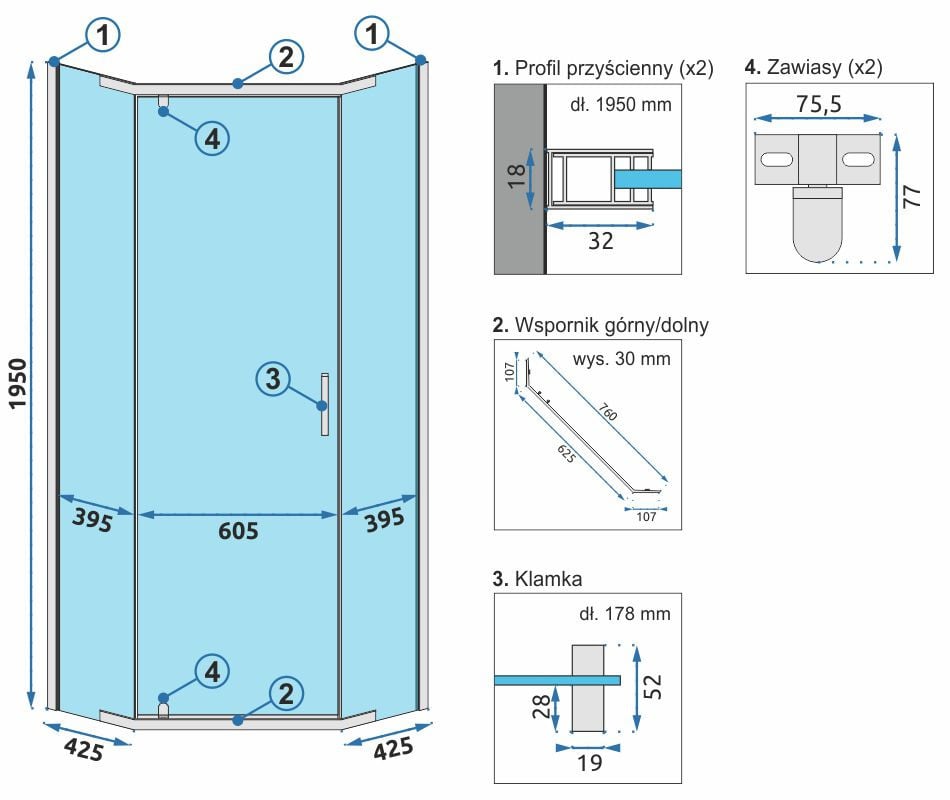 Cabina dus Axin crom – 90×90 cm - 1 | YEO