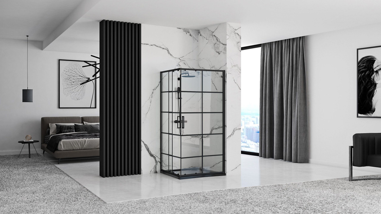 Cabina dus Concept negru – 90×90 cm - 2 | YEO