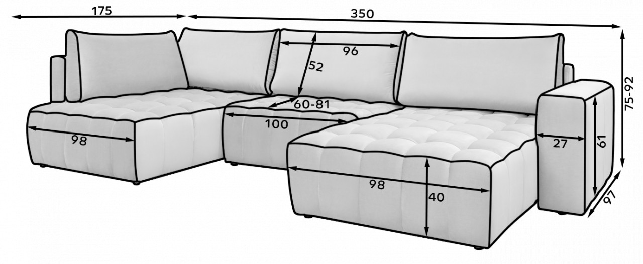 Coltar extensibil Bonito pe stanga Velvetmat 10 - 2 | YEO