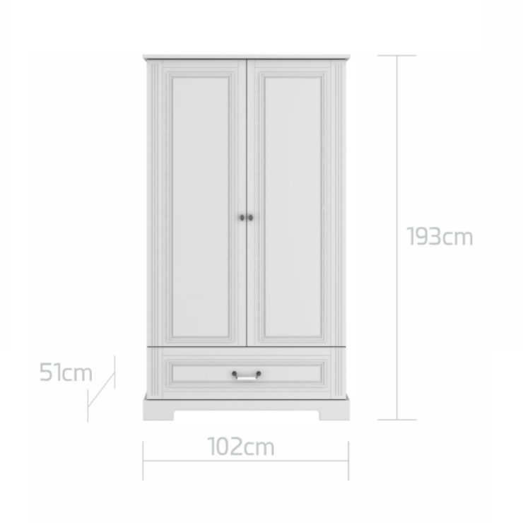Dulap elegant Ines alb H193 cm - 5 | YEO