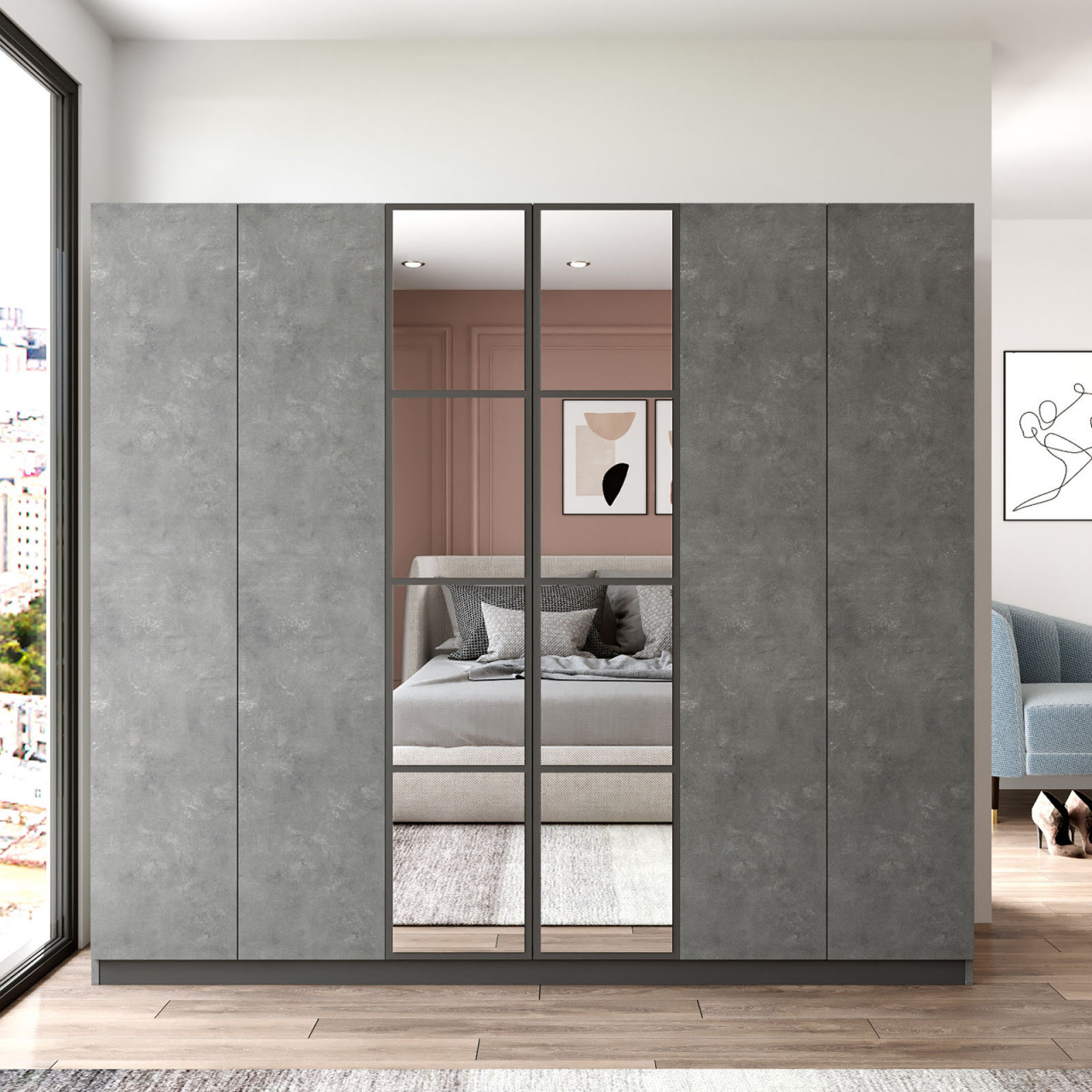 Dulap MDF pentru haine HM3 - RG L207,6 cm - H183,88 cm