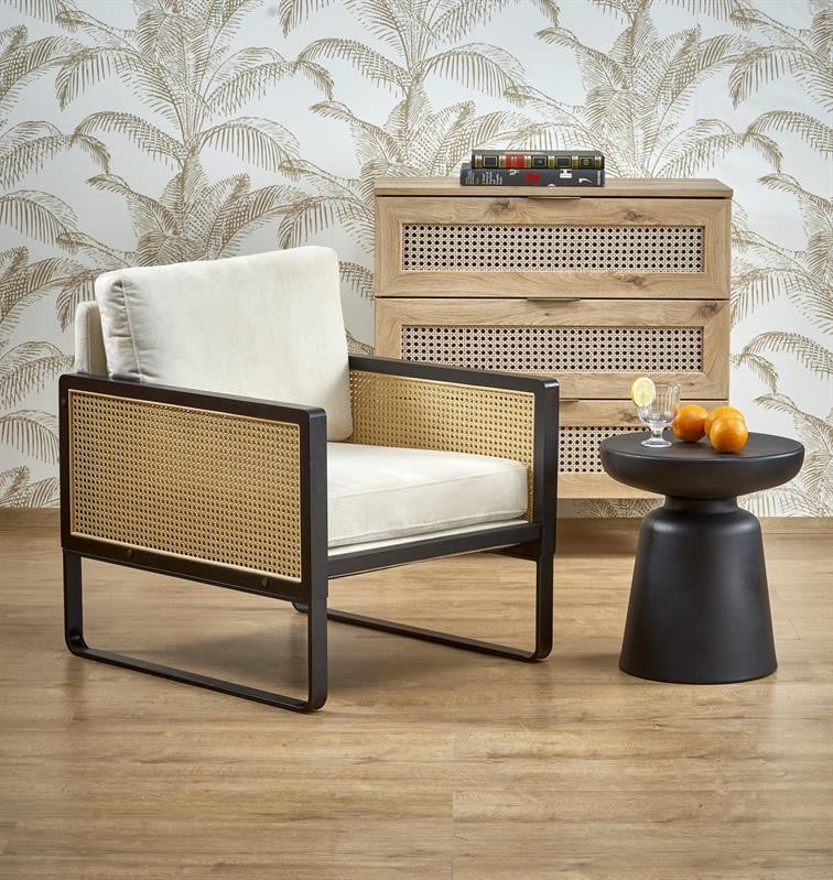 Fotoliu Ilario velvet/rattan - H77 cm - 1 | YEO