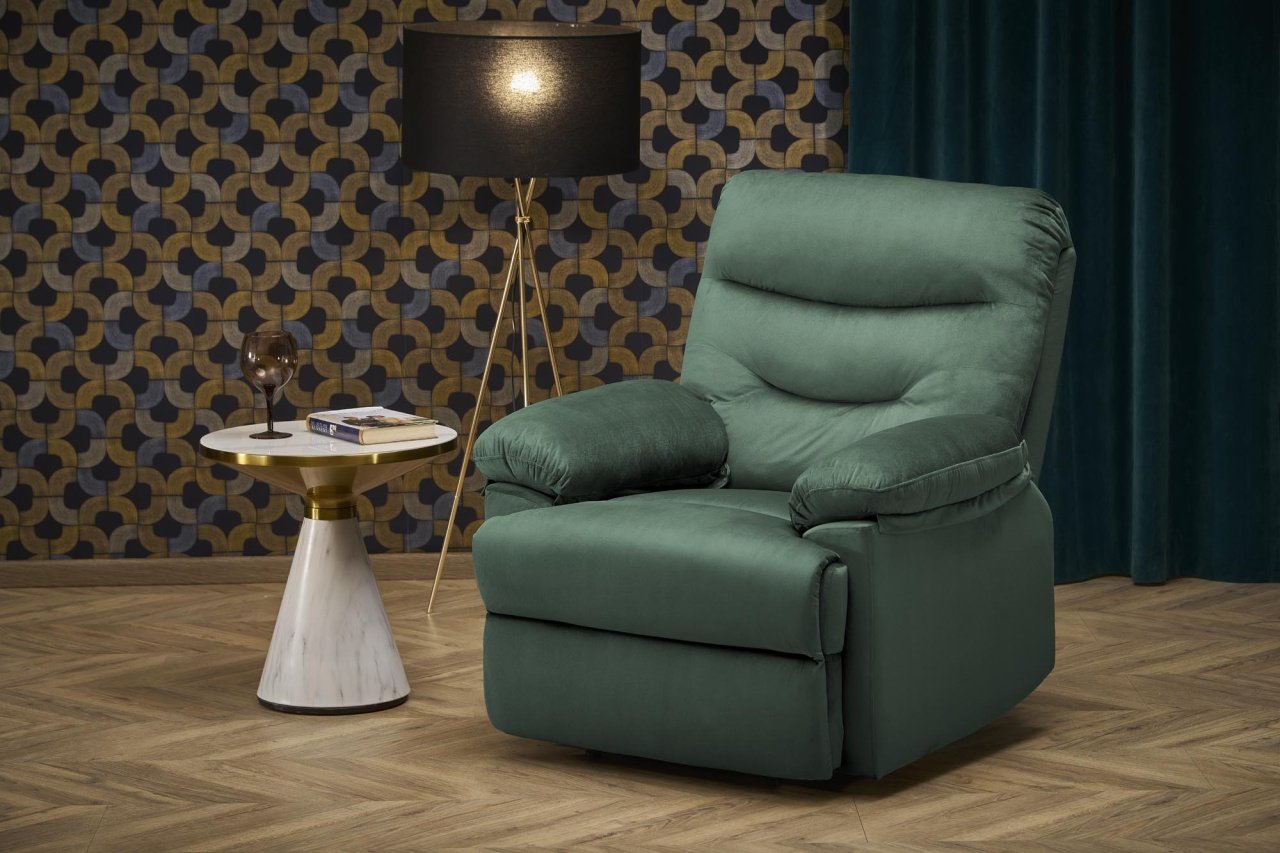 Fotoliu recliner Drager velvet verde H105 cm - 4 | YEO