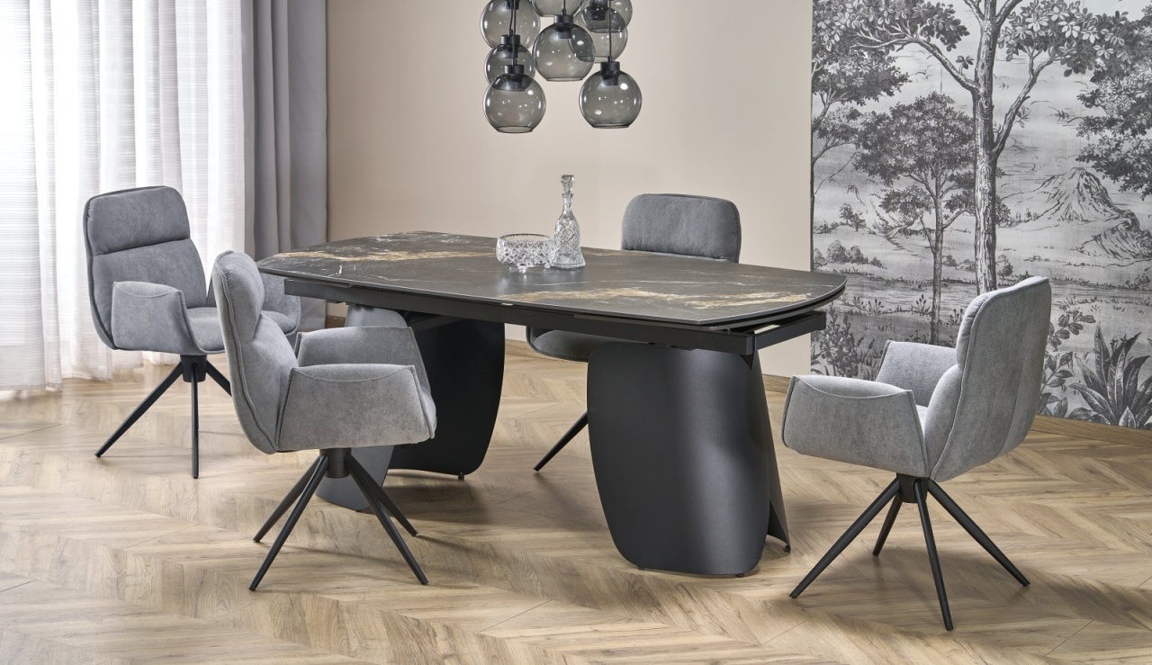 Masa extensibila Forum marmura neagra/negru L180-260 cm - 2 | YEO