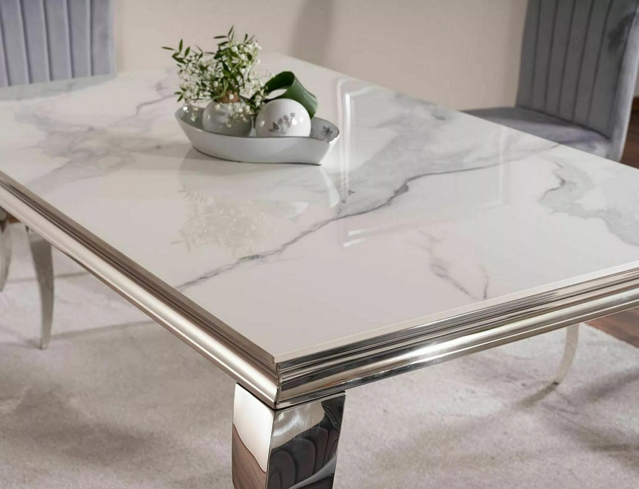 Masa Prince Ceramic Calacatta alb/crom L180xl90 cm - 2 | YEO