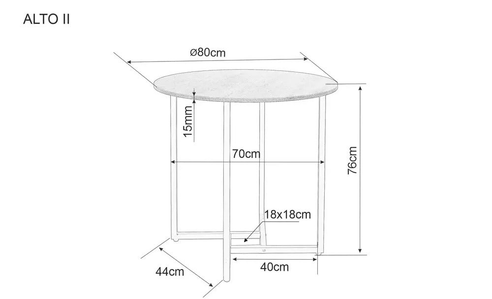 Masa rotunda Alto II stejar/negru ø80/h76 cm - 4 | YEO