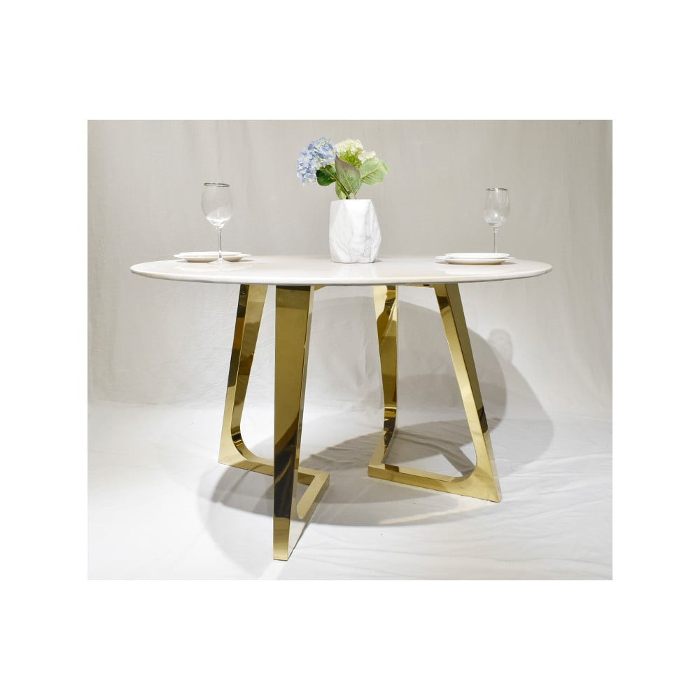 Masa Veneto rotunda alb/gold marmura – H76 cm - 3 | YEO