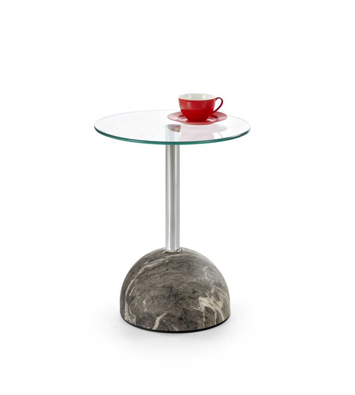 Masuta de cafea Ariana marmura gri/transparent ø40/h51 cm