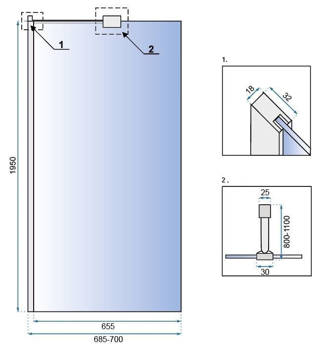 Paravan de dus Aero N 70 transparent - 4 | YEO