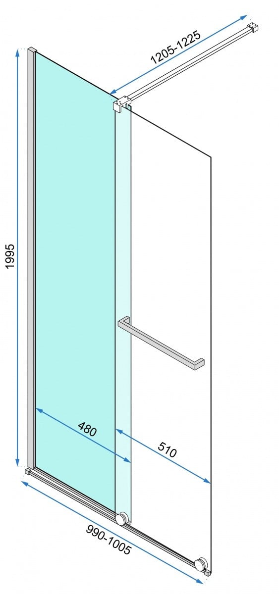 Paravan dus walk-in Cortis - 100x195 cm - 1 | YEO