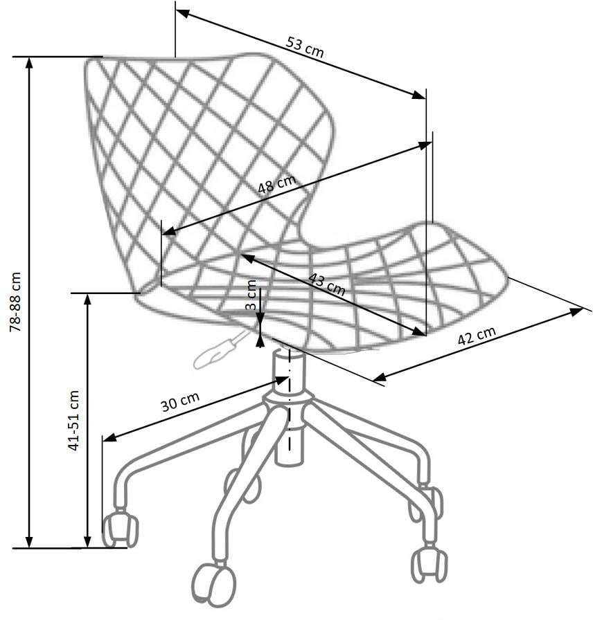 Scaun birou Matrix alb/gri - H 78-88 cm - 4 | YEO