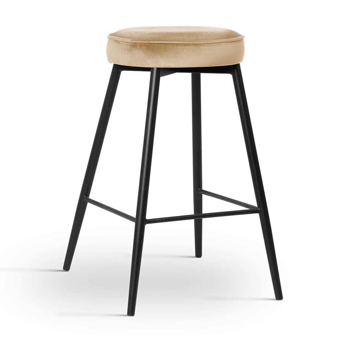 Scaun de bar Circo bej picioare negru - H68 cm